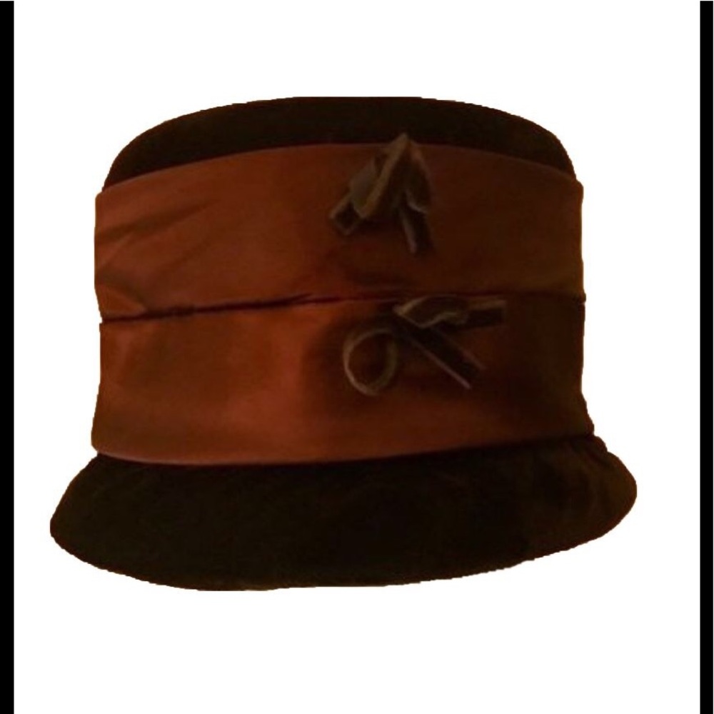 Vintage 1950s Velvet Brown Bucket Hat